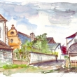 Sobotka, Za kostelem - 2010, akvarel