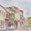 Jičín, Čelakovského ullice, akvarel 2002