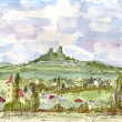 Trosky p�es Libo�ovice - 2014, akvarel
