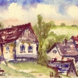 V domkách -akvarel,2009