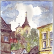 Nová Paka - pod klášterem, akvarel 2009
