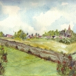 rozvalina hradu Veli� nad Bukvic� 430 M n.m., akvarel 2012