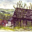 stodola v Radkyni, akvarel 2009