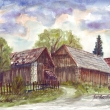 B�ezinsk� stodoly, akvarel 2006