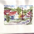 Zechovice - nad obcí, akvarel 2006