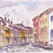 Jičín Na Příkopech, akvarel 2002
