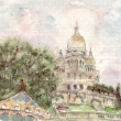 Kolotoč v Paříži, akvarel