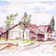 Kamarádkova stodola na Bukvici , akvarel 2005