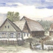 Novopacko, chalupa na Brd, akvarel 2002