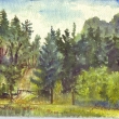 lesn� z�vora ke Kr�jzl�k�m v Bukvici, akvarel 2012