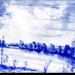 Pole k Veliši, modrý akvarel 2006